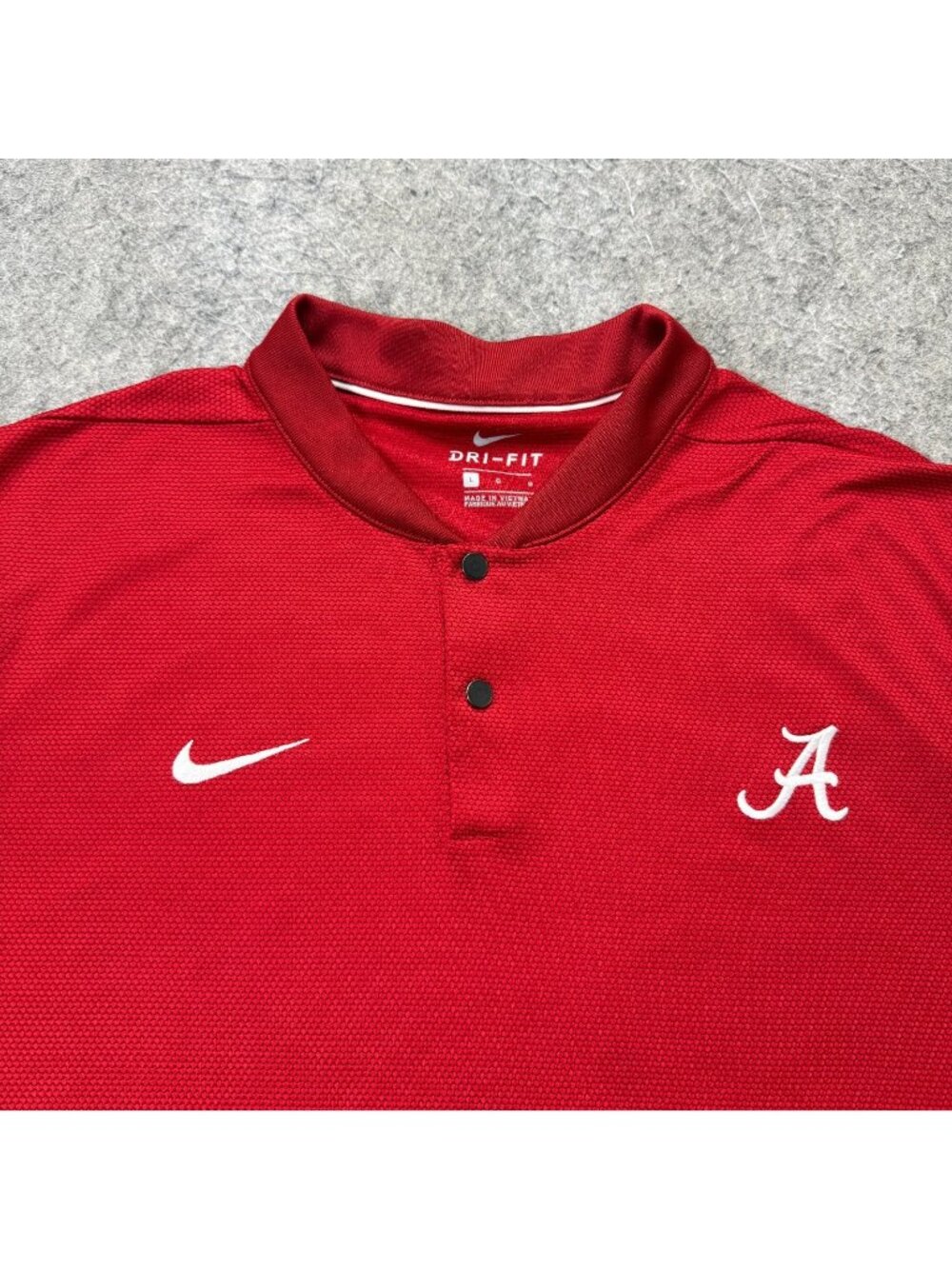 Alabama Crimson Tide Nike Polo Shirt Men L Red Blade Collar DRI-FIT Performance